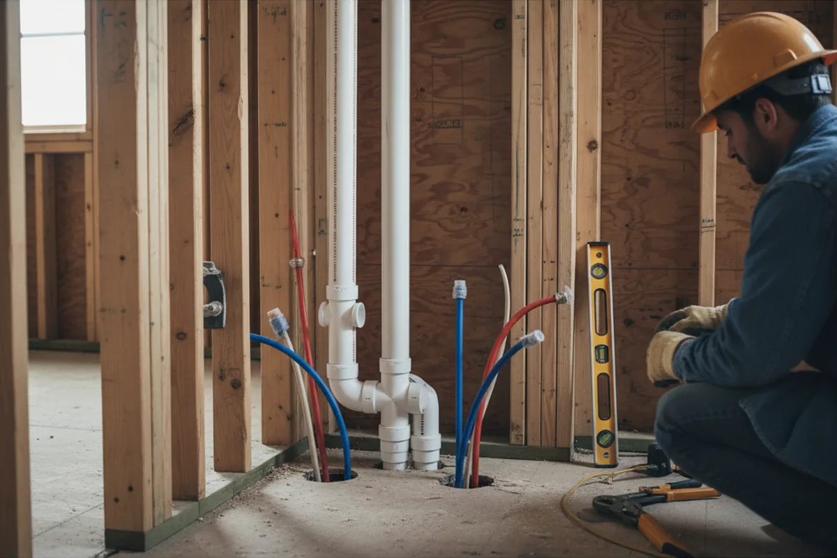 Drain and supply rough-in during Drain Cleaning in Depauville