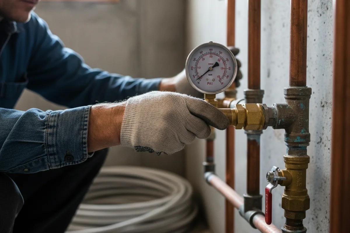Pressure testing a repaired line during Water Line Repair in Depauville